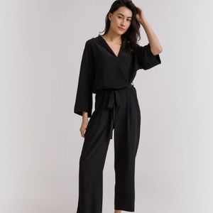 Grana black silk wrap jumpsuit